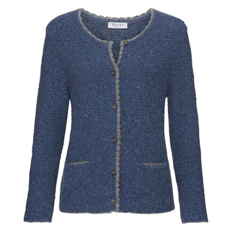 Maerz Muenchen Strickjacke Meliert Blau Strick Bekleidung