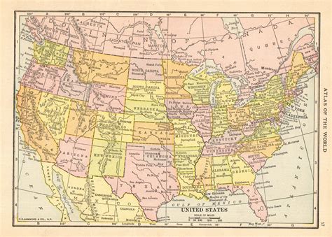 Hand Painted Map Of The Usa 1867 Vintage United States Map Antique