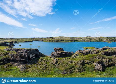 Lake Myvatn In Iceland On A Sunny Summer Day Stock Photo Image Of