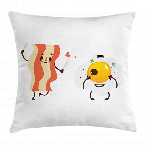 Bacon Throw Pillow Cushion Cover Funny Cartoon Characters Of Side Up