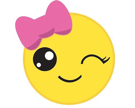 Cute Winking Emoji Wearing A Bow Poster By Craftycatz Redbubble