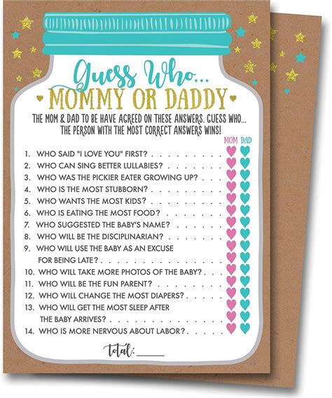 Printable Baby Shower Games Questions About Mom Cutlack Ficholl