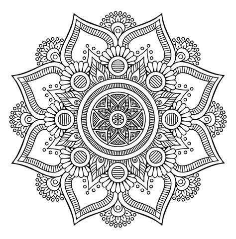 Jolie fleur Mandala  Coloriage Mandalas pour enfants