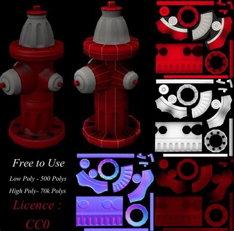 Blend Swap Fire Hydrant Low Poly 500 Polys