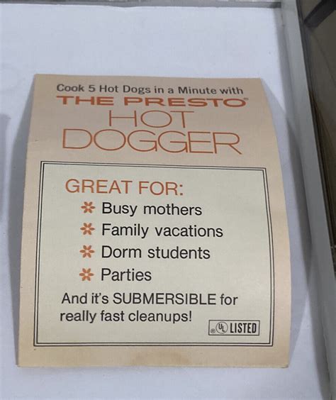 Presto Hot Dogger Electric Hot Dog Cooker Vintage Ebay