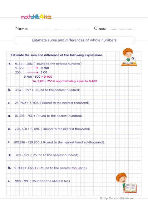Estimate Sums And Differences Of Whole Numbers Worksheet Zone