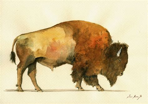 Print Buffalo American Bison Buffalo Forest Portrait Art Etsy