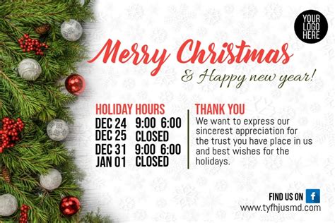 Christmas Hours Sign Template Free Printable Templates