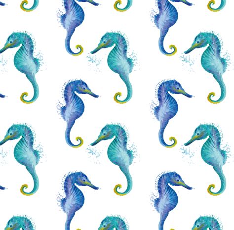 Pogchamp Seahorse Hippocampus Green Watercolor Painting Transparent