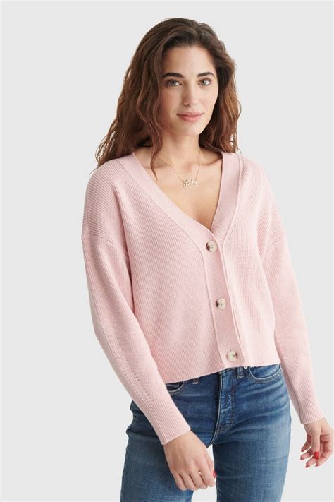 ribbed v neck cropped cardigan lucky brand