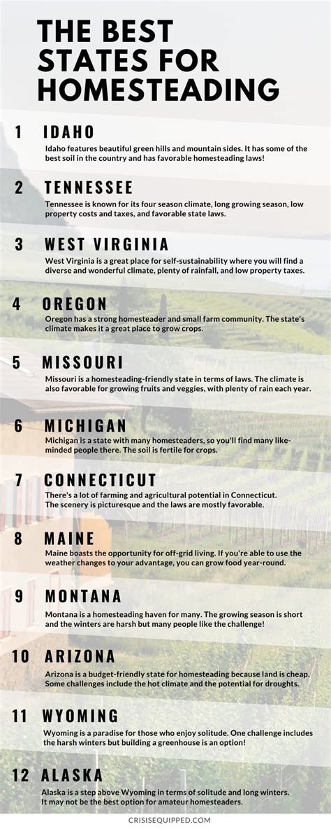 The Top 12 Us States For Homesteading