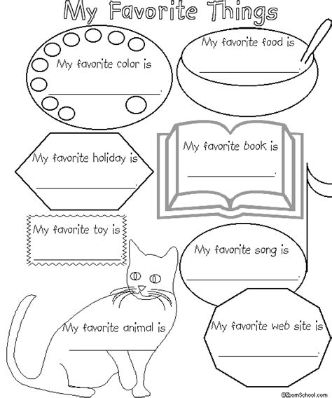 A Few Of My Favorite Things Worksheet Kindergarten Printable Sheet