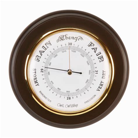 Wall Mounted Round Wood Barometer Weather Meterology Instrument 19cm