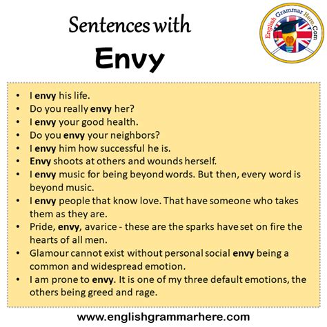 Envy In A Sentence In English Archives English Grammar Here