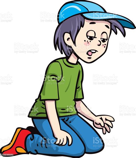 The Boy Is Kneeling Stock Illustration Download Image Now Child