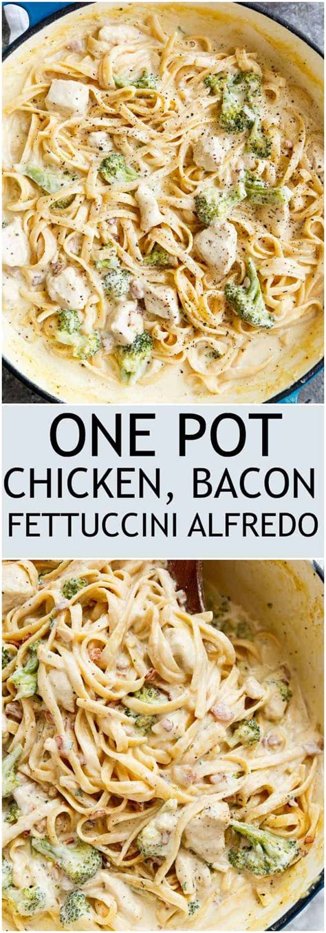 One Pot Chicken Fettuccine Alfredo With Bacon Artofit