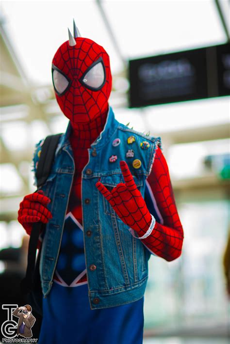 Marvels Spider Man Spider Punk Spiderman Punk Rock Cosplay Costume