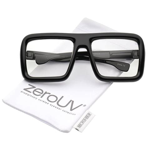 Men S Sunglasses Square Oversize Bold Thick Frame Clear Lens Square Eyeglasses 58mm Shiny