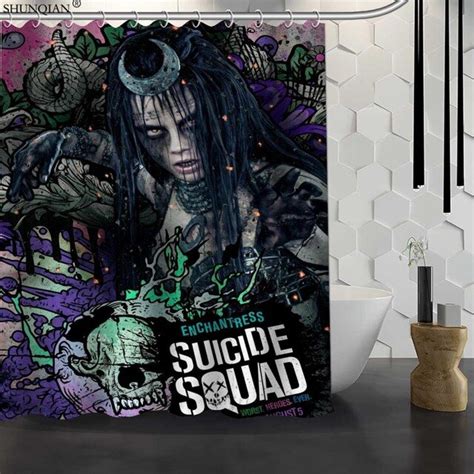 New Suicide Squad Custom Shower Curtain Waterproof Fabric Bath Curtain Polyester Fabric Bathroom
