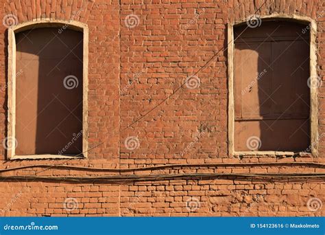 Boarded Up Windows On Red Brick Building Left Abandoned Royalty Free