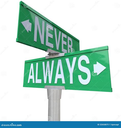 Always Vs Never 2 Two Way Street Road Signs Stock Illustration