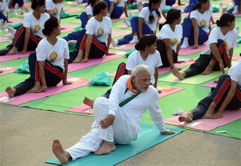 At Dawn India Stretches Together 10 Best Pics Of Yoga Day