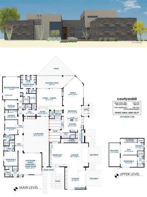 Courtyard60 Luxury Modern House Plan 61custom