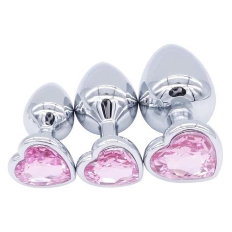 3pcs Diamond Anal Butt Toys Plug Round Insert Jeweled Gem Metal 3 Size