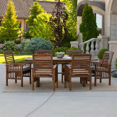 Acacia Wood Patio Dining Set With Cushions Best Outdoor Furniture At