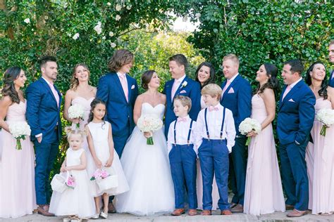 Navy Blue Suits With Soft Pink Bridesmaid Dresses Blush Ivory Navy