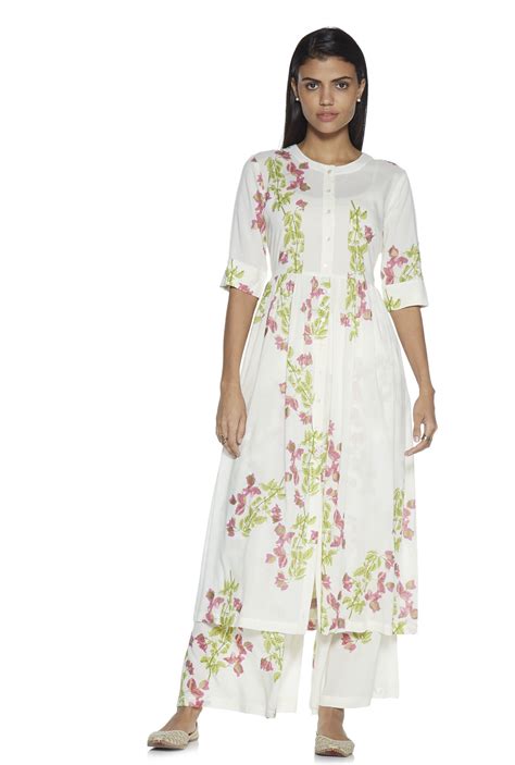 Buy Zuba By Westside Off White Floral Fit And Flare Kurta For Women Online Tata Cliq