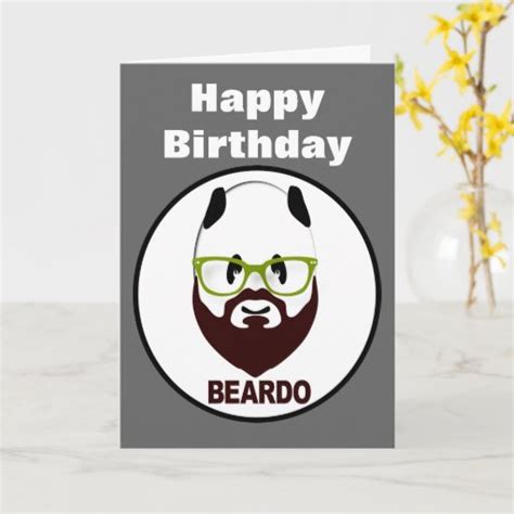 Beardo Panda Happy Birthday Card Zazzle