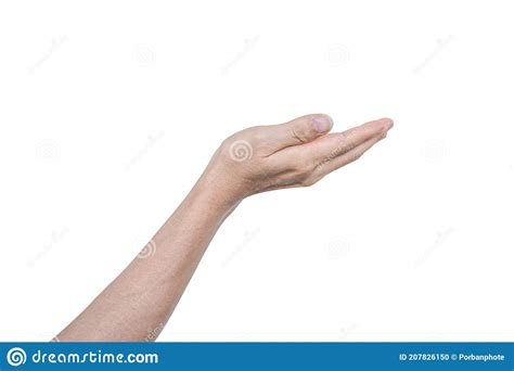 Man Hand With Open Palm Hope Helping Isolated On White Background