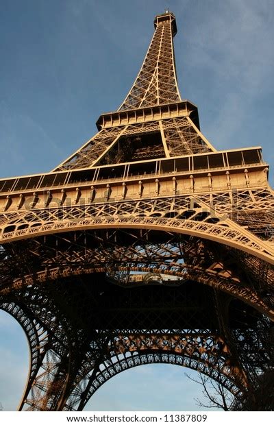 Wideangle View Eiffel Tower By Sunset Stock Photo 11387809 Shutterstock