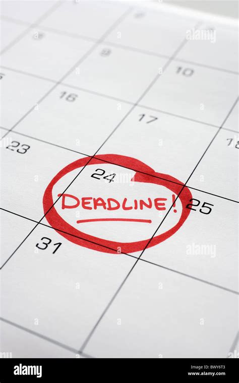 Calendar With Deadline Circled Stock Photo Alamy