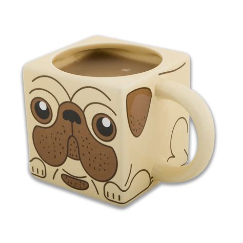 New Pug Dog Square Ceramic Mug Novelty Coffee Cup Boxed T Shaped