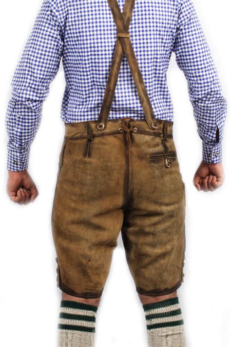 Trachten Short Lederhosen Real Shaded Brown Lederhosen Store