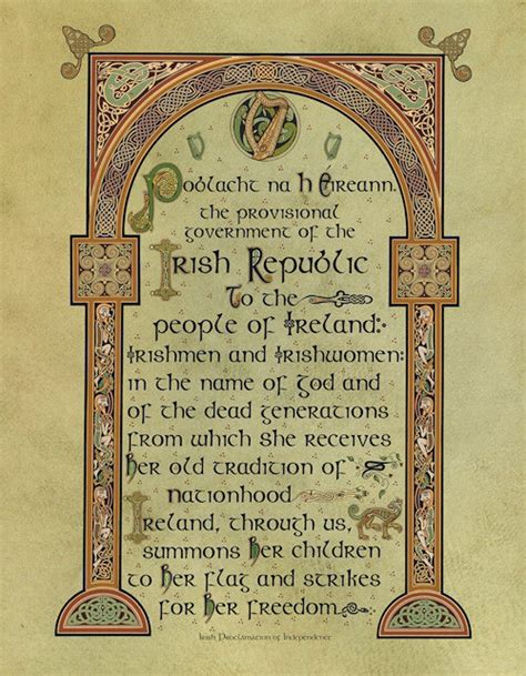 Irish Celtic Illuminations The Irish Proclamation Of 1916 Designed
