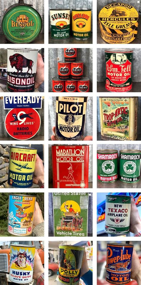 Stunningly Decorative Us Vintage Motor Oil Cans Gas And Grease Cans
