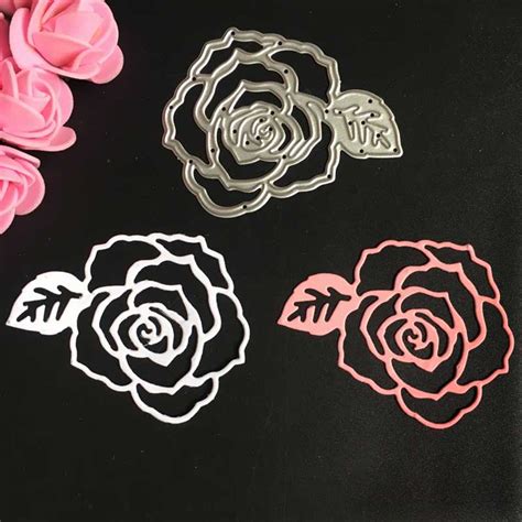 Metal Rose Cut Out Rose Flower Metal Cutting Dies Template For Diy