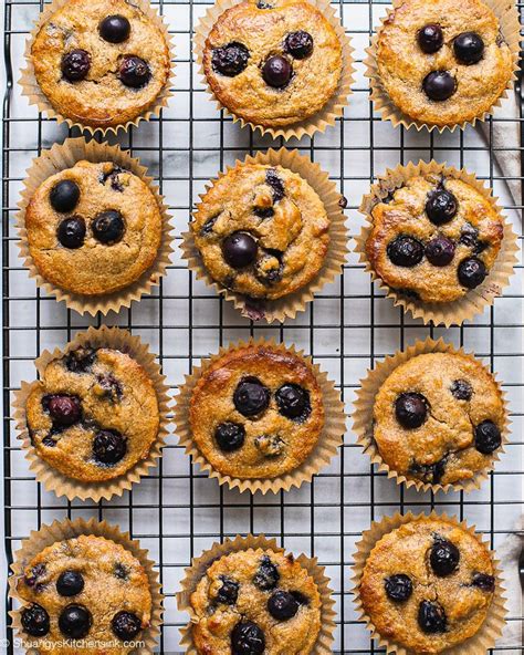 Freshly Baked Blueberry Muffins On A Cooling Rack