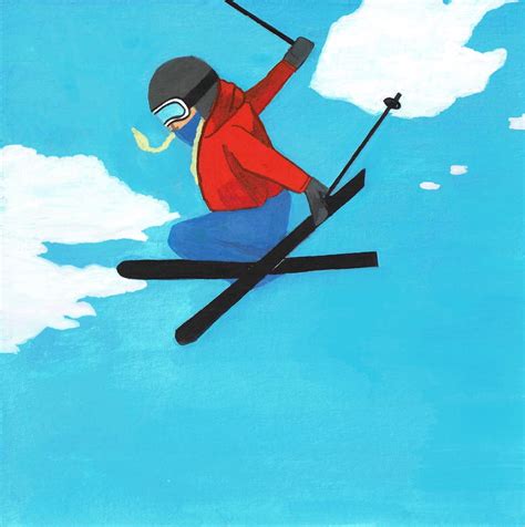 Ski Girl Ski Jump Skiing Illustration Alpine Ski Art Girls Etsy New