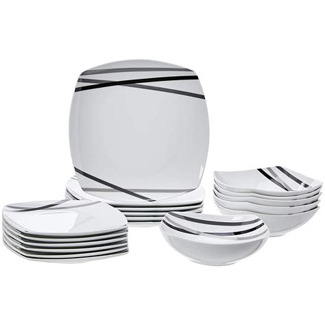 18 Piece Square Kitchen Dinnerware Set Dishes Bowls Service For 6