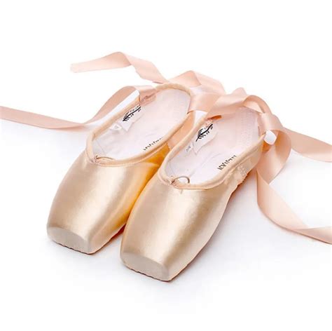 Professional Pointe Ballet Shoes Shiny Satin Rose Gold Dance Shoes