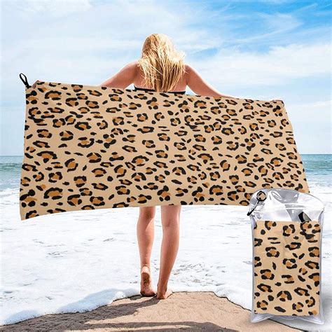 Brown And Black Leopard Print Beach Towel Men Women