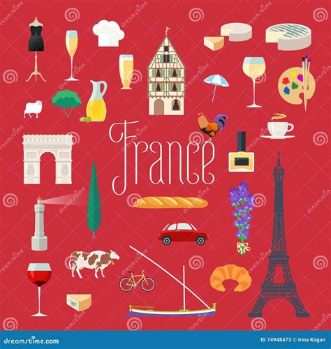 Travel To France Vector Icons Set Stock Vector Illustration Of Icon