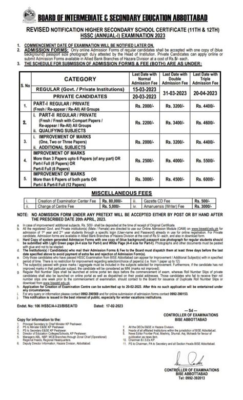 11th Class Date Sheet 2024 Bise Abbottabad Board Biseatd Online