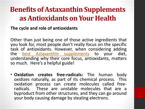 Ppt Benefits Of Astaxanthin Supplements As Antioxidants On Your