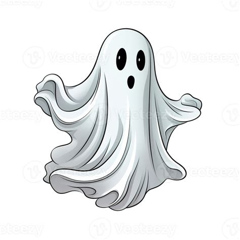 Generative Ai Png Funny Ghost In Flat Line Art Style Halloween Concept 28189188 Png