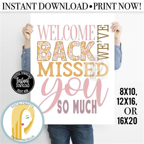 Printable Welcome Sign Welcome Back We Ve Missed You Etsy Free